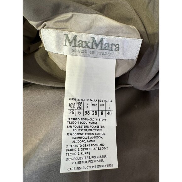 MAX MARA Grey Beige Nylon Rain Trench Coat Reversible Long Jacket Pockets Sz 6 - Picture 15 of 16